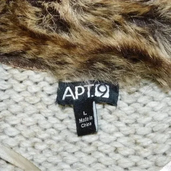 Apt. 9 Wool Blend Faux Fur Cable Knit Cardigan – Women’s Large | EUC! - Picture 6 of 8